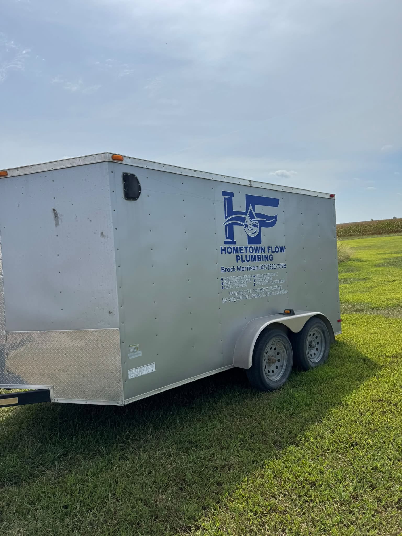 Hometown Flow Plumbing service trailer for plumbing contractor work in Richards, MO Hometown Flow Plumbing service trailer for plumbing contractor work in Richards, MO